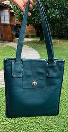 Borsa pelle color petrolio.Handmade.Pezzo Unico!
