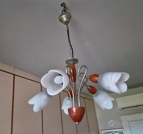 Lampadario legno e alluminio