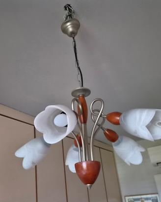 Lampadario legno e alluminio