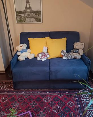 Divano letto 2 posti blu