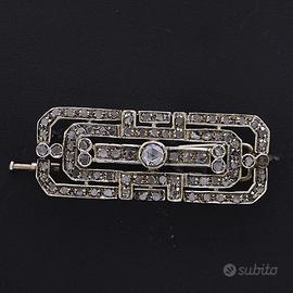 SPILLA VINTAGE IN ORO 18KT ARGENTO DIAMANTI 3.10CT