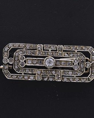 SPILLA VINTAGE IN ORO 18KT ARGENTO DIAMANTI 3.10CT