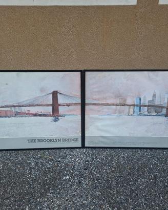 Coppia quadri New York – Brooklyn Bridge – vintage
