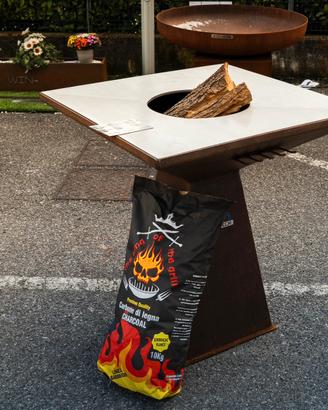 Barbecue - BBQ in corten, piano inox 90cm X 10mm