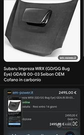 Cofano carbonio Subaru Impreza