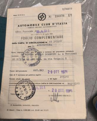 Autobianchi Giardiniera 500 – 1971 – ASI – Targa e