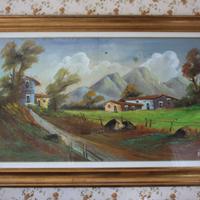 Quadro con paesaggio, olio su tela