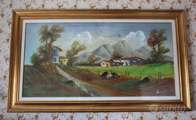 Quadro con paesaggio, olio su tela