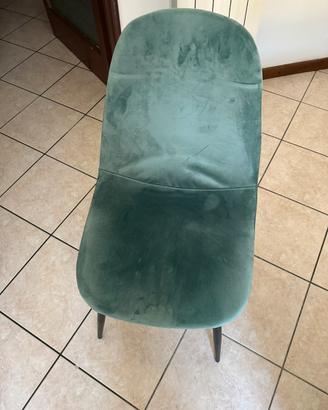 4 Sedie scandinave in velluto turchese - Clyde