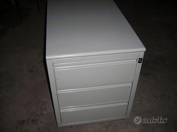 CASSETTIERA UFFICIO IN METALLO 3 CASSETTI E RUOTE
