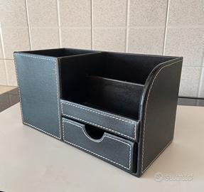 Organizer da scrivania in similpelle nera