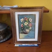 QUADRO DIPINTO SU TELA CON VASO DI FIORI