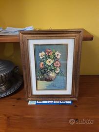 QUADRO DIPINTO SU TELA CON VASO DI FIORI