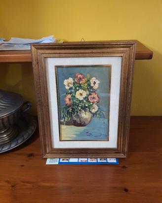 QUADRO DIPINTO SU TELA CON VASO DI FIORI