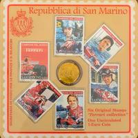 moneta 20 cent . e  francobolli  Ferrari San Marin