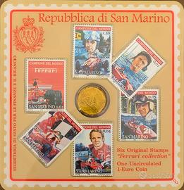 moneta 20 cent . e  francobolli  Ferrari San Marin