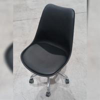 SEDIA GIREVOLE NERA E ALLUMINIO CON CUSCINO