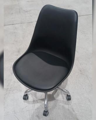SEDIA GIREVOLE NERA E ALLUMINIO CON CUSCINO