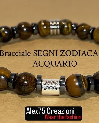 Bracciale segni zodiacale Acquario pietra ematite