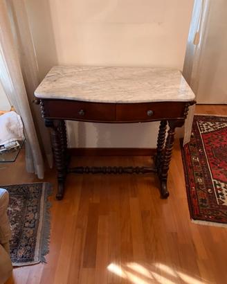 Console d epoca con marmo bianco e cassetti