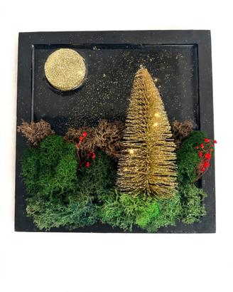 Quadro  - muschio stabilizzato- Notte dorata 20x20