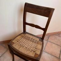 Sedia vintage legno e paglia intrecciata