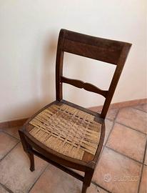 Sedia vintage legno e paglia intrecciata