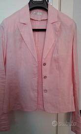 GIACCA DI LINO ROSA CON BALZE