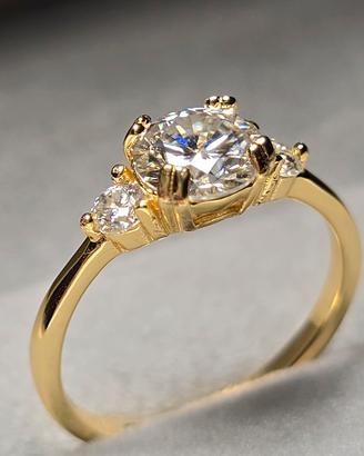Anello trilogy con diamanti moissanite 