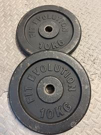 Dischi pesi ghisa 2x10kg per bilanciere palestra