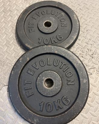 Dischi pesi ghisa 2x10kg per bilanciere palestra