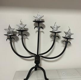 Portacandele a 5 braccia in ferro battuto