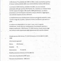 SCHEDA TECNICA PER 1987 ALFA ROMEO 75 162 B AMERIC