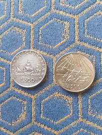 Monete 500 lire Dante e Caravella