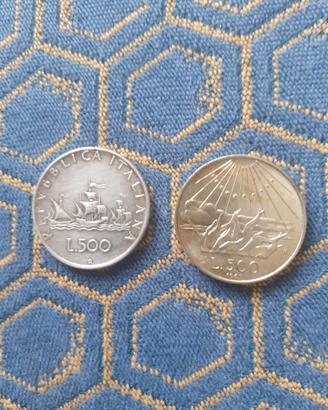 Monete 500 lire Dante e Caravella