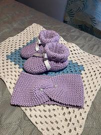 Set scarpine neonata con fascia per capelli