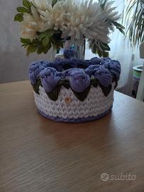 cestino in fettuccia ad uncinetto grande 