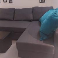 Divano letto angolare/contenitore grigio