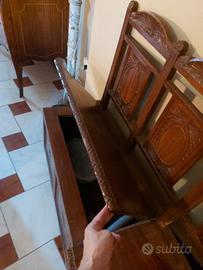 Panca-cassapanca con schienale. in legno massello 
