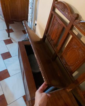 Panca-cassapanca con schienale. in legno massello 