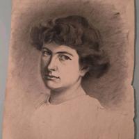 Disegno Antico Matita Ritratto Donna Capelli Ricc