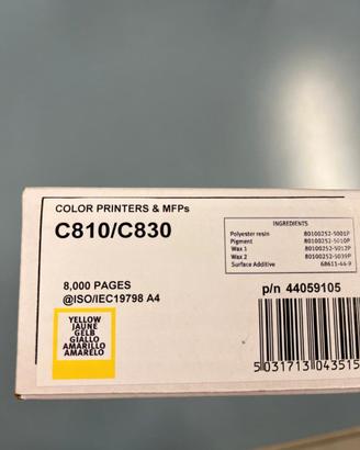 Toner OKI 44059105 giallo originale C810 C830