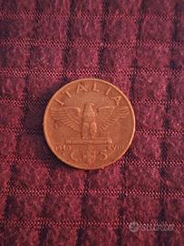 Moneta da 5 centesimi del 1940 Vitt. Em. Iii
