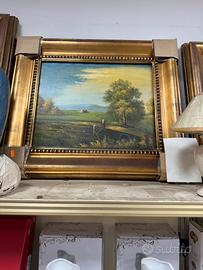 Quadro olio su tela con cornice in legno - Negozio