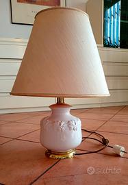 lampada ceramica. paralume in tessuto