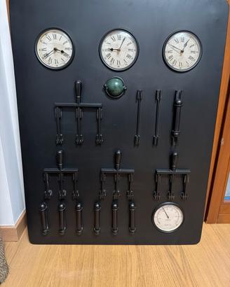 Pannello in metallo con orologi