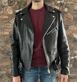 Giubbotto pelle chiodo uomo vera pelle uomo 44 L