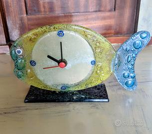 Sveglia in vetro di Murano a forma di pesce 