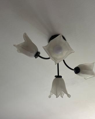 Set lampadario / plafoniera con due abat jour