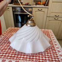 Lampadario a fazzoletto bianco in vetro di Murano